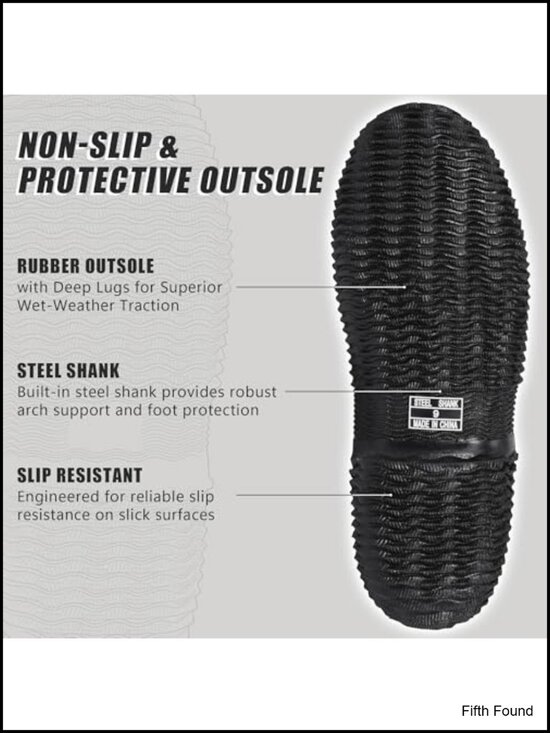 Waterproof Men\'s Rubber Rain Boots with Steel Shank, Neoprene Insulated Work